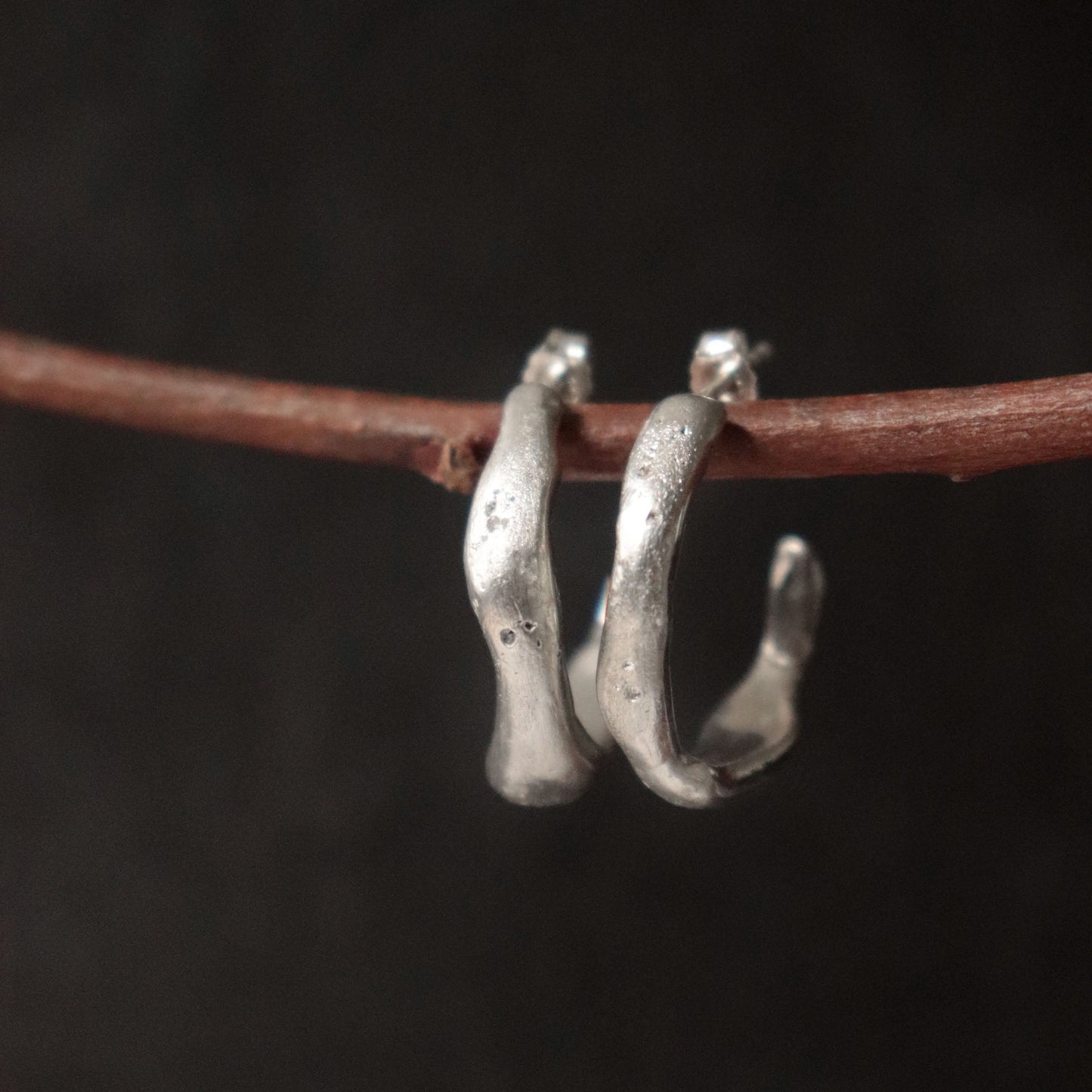 Organic Half Hoop Stud Earrings