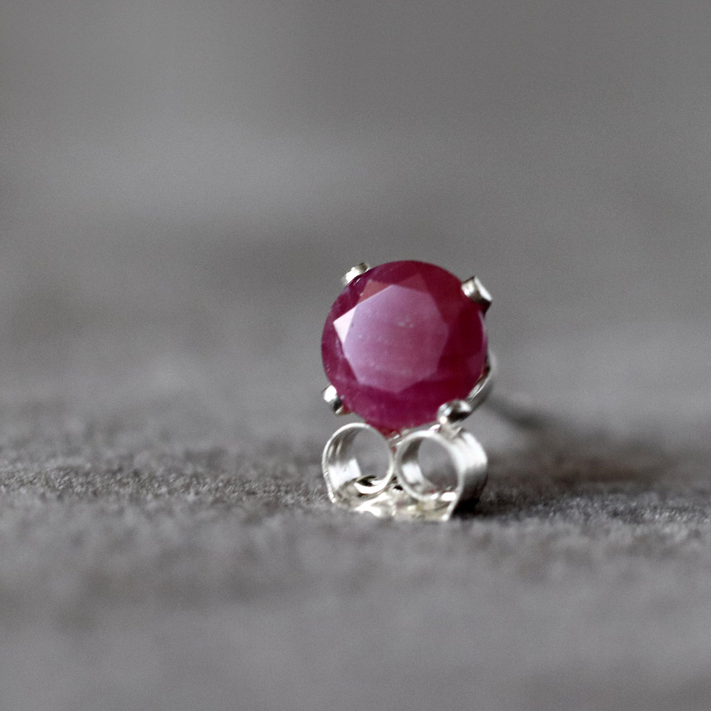 Natural Ruby Stud Earrings, July Birthstone