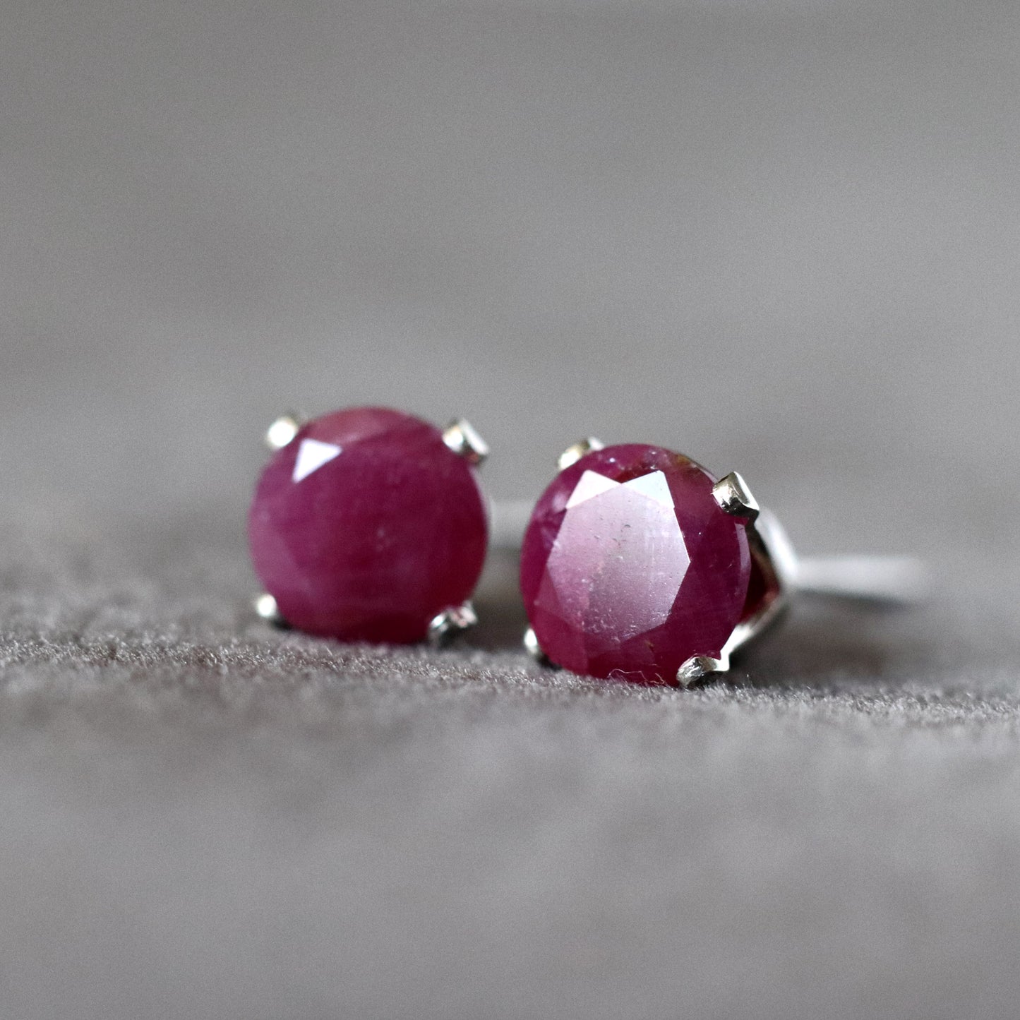 Natural Ruby Stud Earrings, July Birthstone