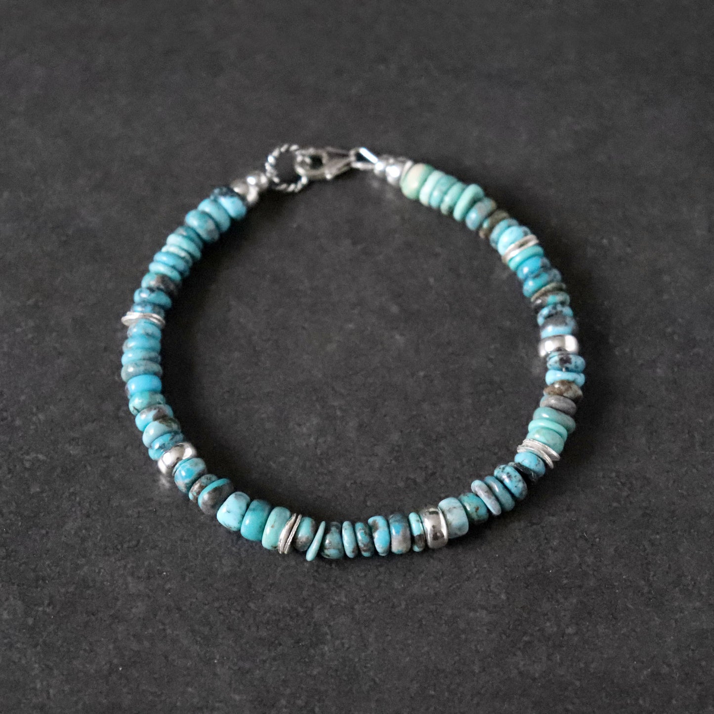 Unisex Boho Bracelet with Turquoise and Sterling Silver