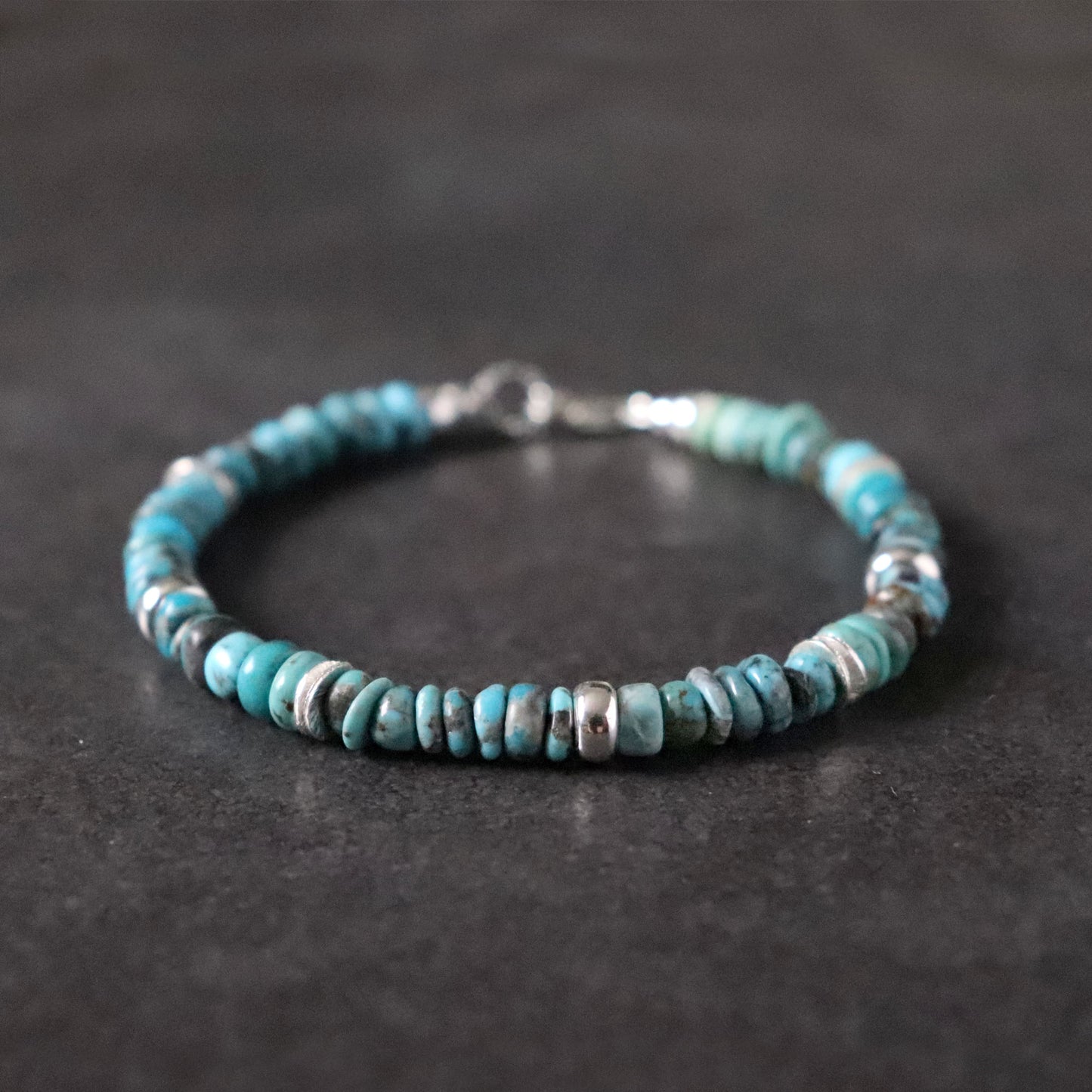 Unisex Boho Bracelet with Turquoise and Sterling Silver