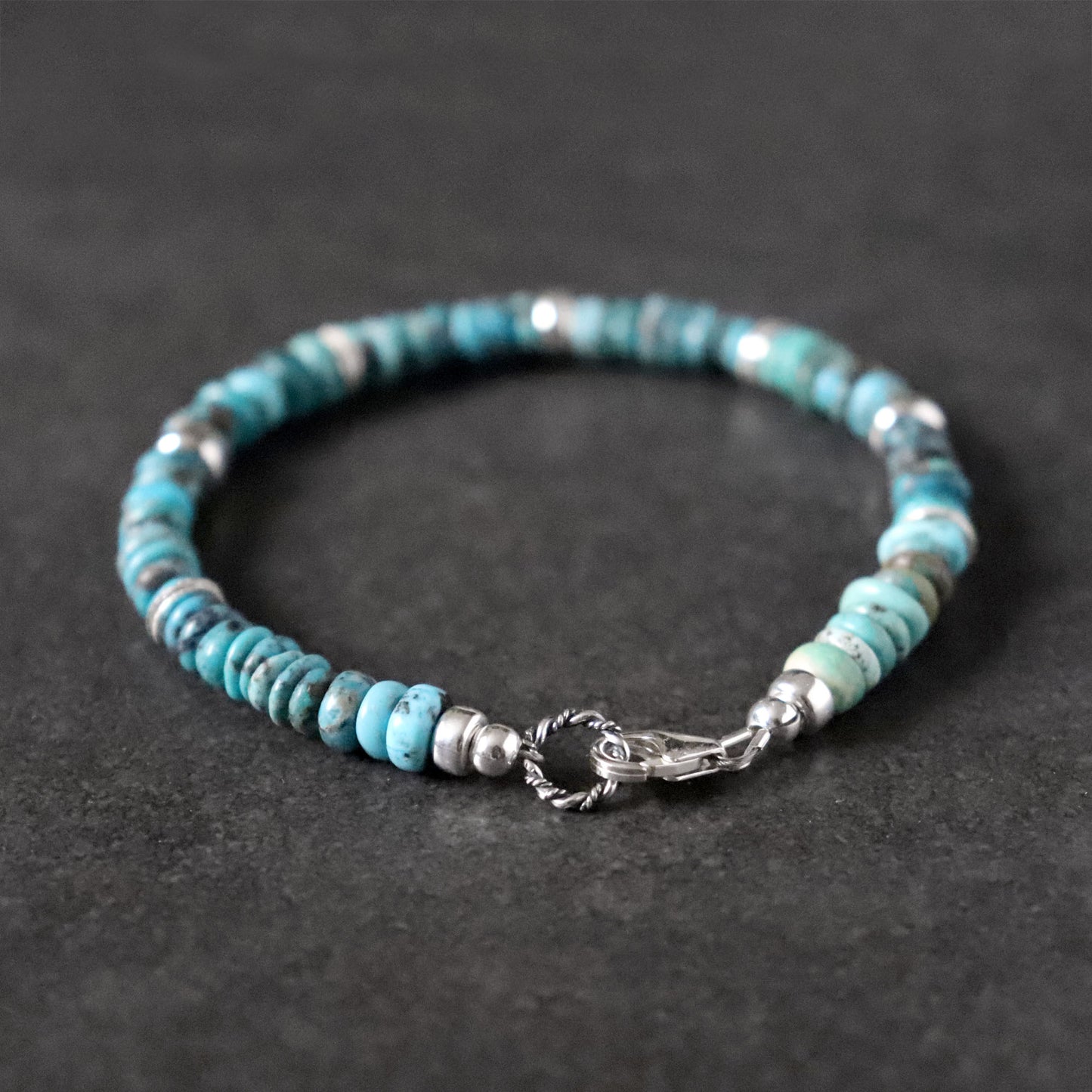 Unisex Boho Bracelet with Turquoise and Sterling Silver