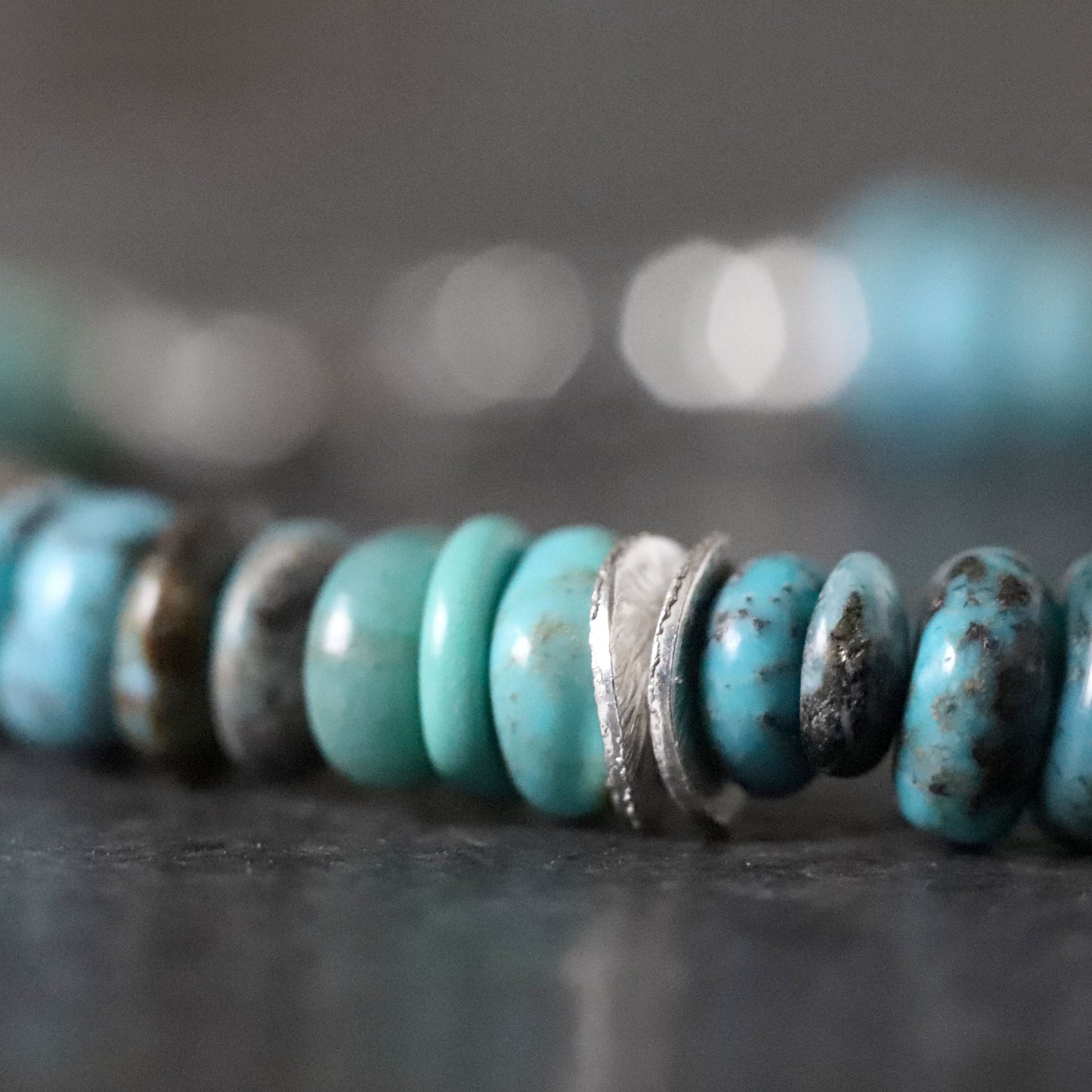 Unisex Boho Bracelet with Turquoise and Sterling Silver