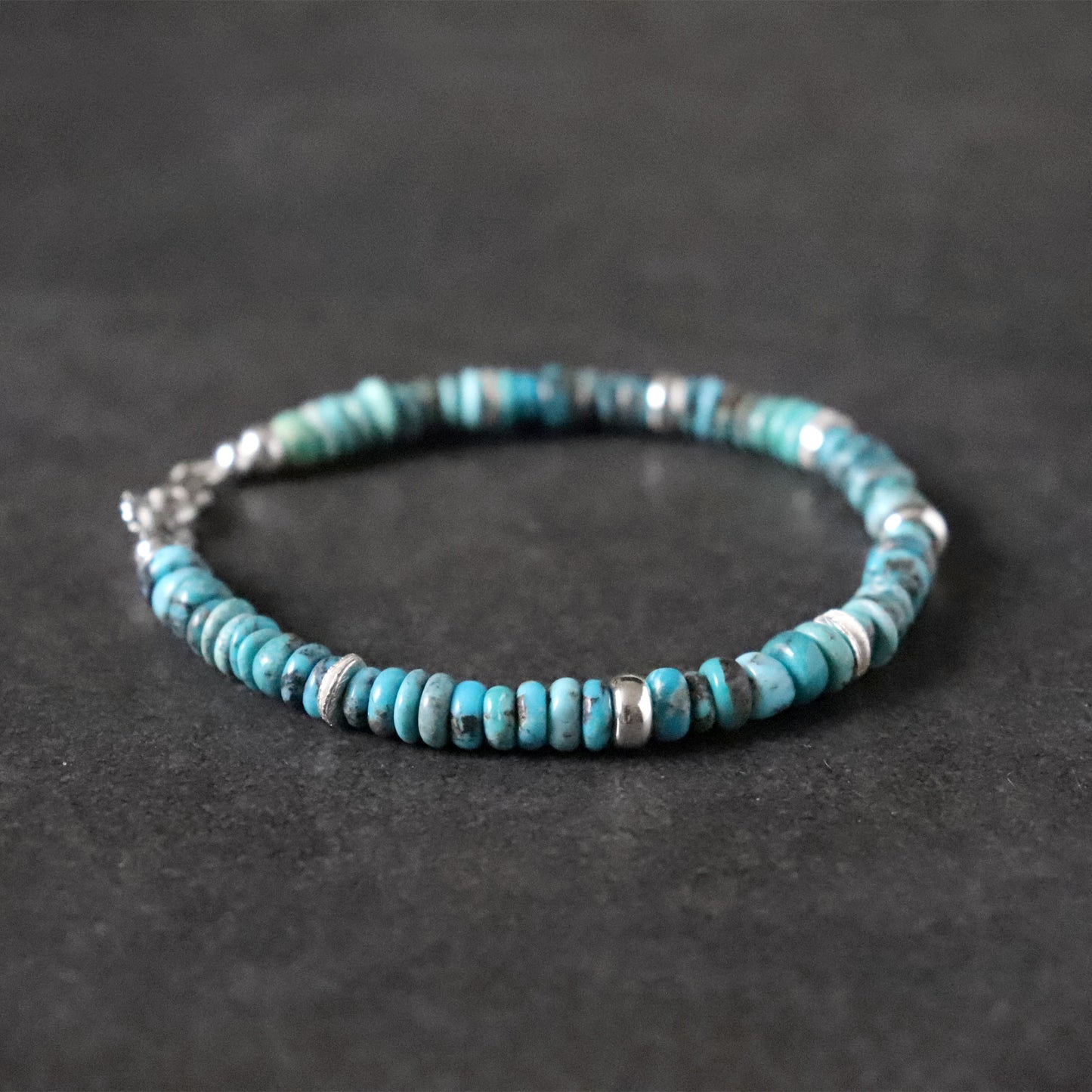 Unisex Boho Bracelet with Turquoise and Sterling Silver