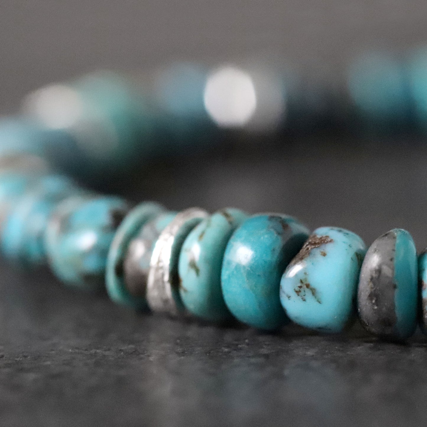 Unisex Boho Bracelet with Turquoise and Sterling Silver