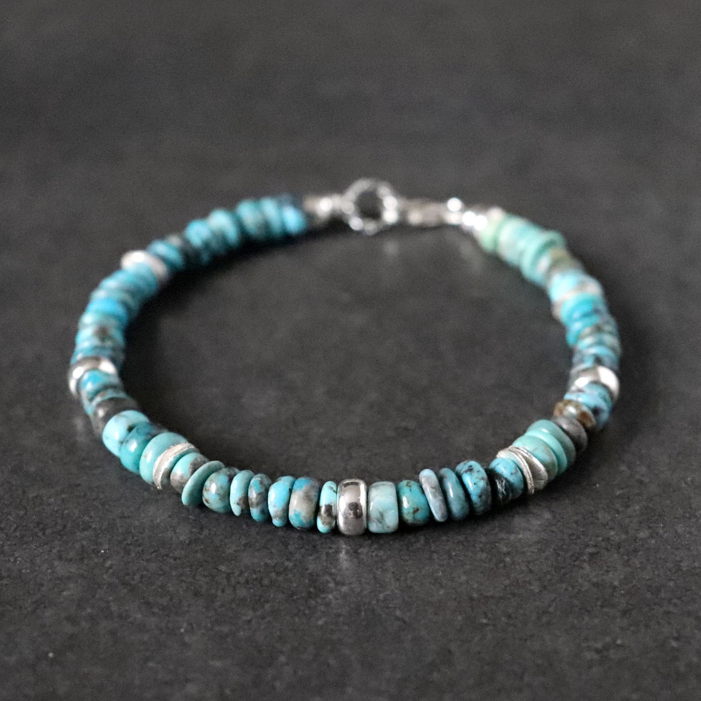 Unisex Boho Bracelet with Turquoise and Sterling Silver