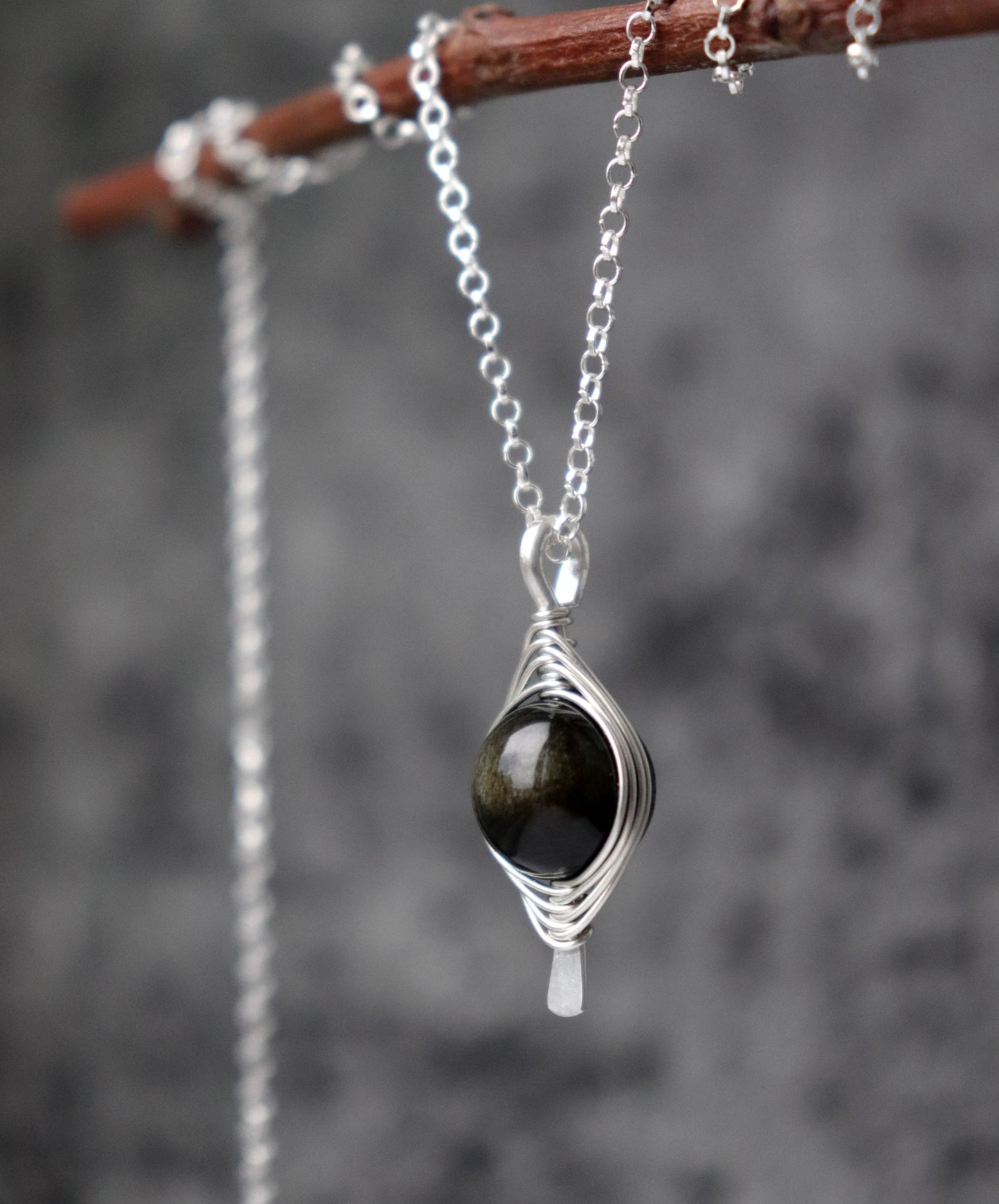 Golden Obsidian Herringbone Necklace