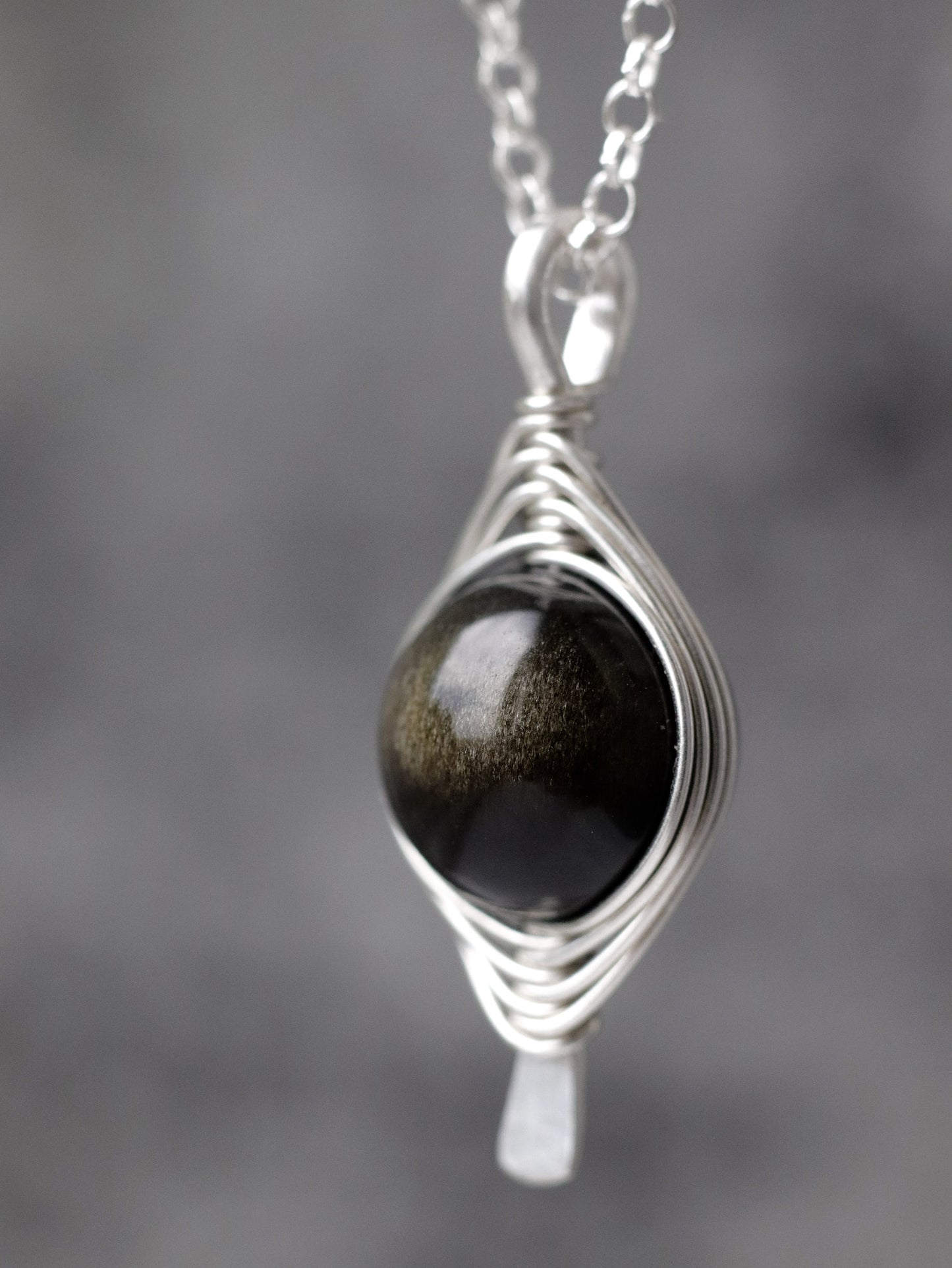 Golden Obsidian Herringbone Necklace