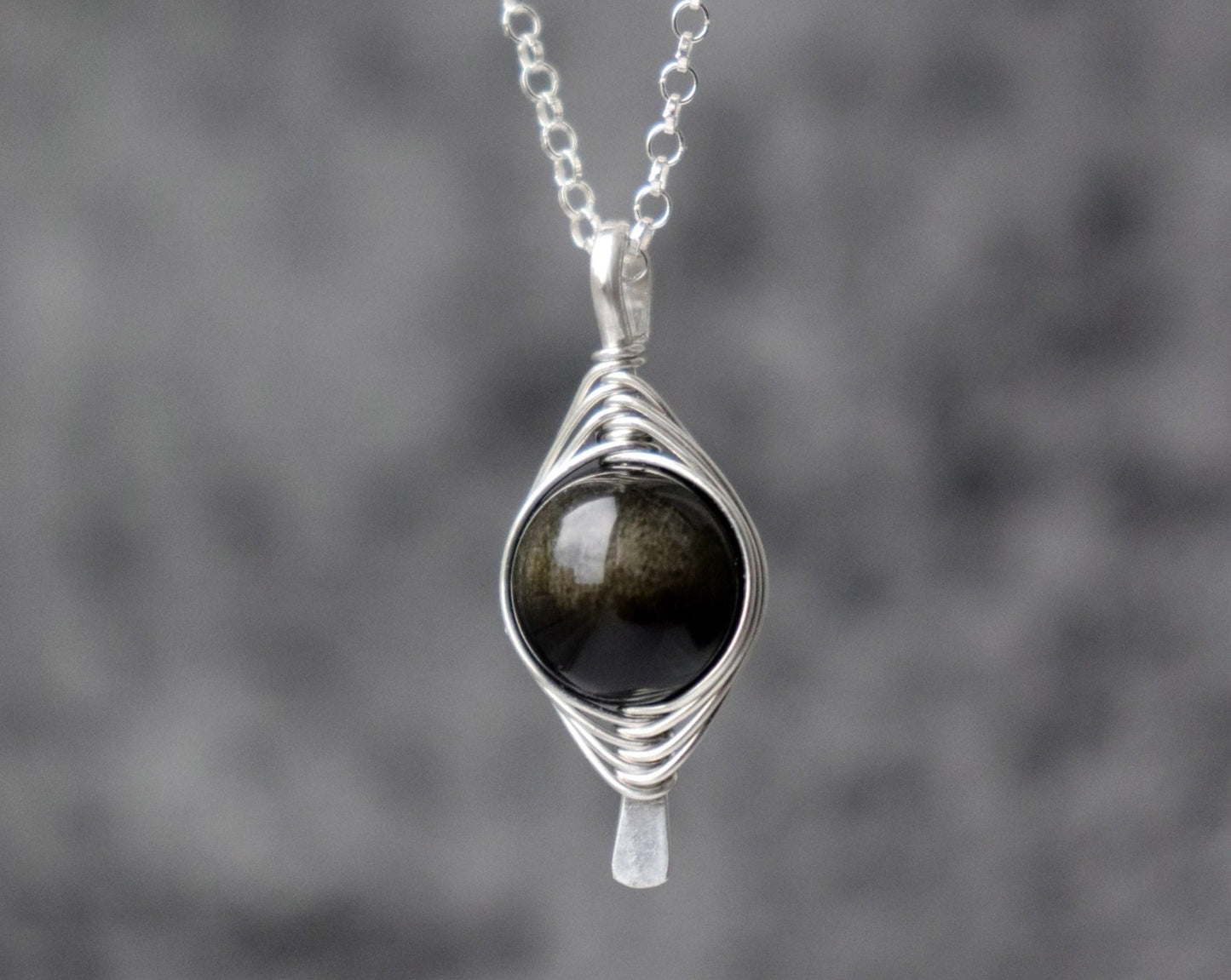 Golden Obsidian Herringbone Necklace