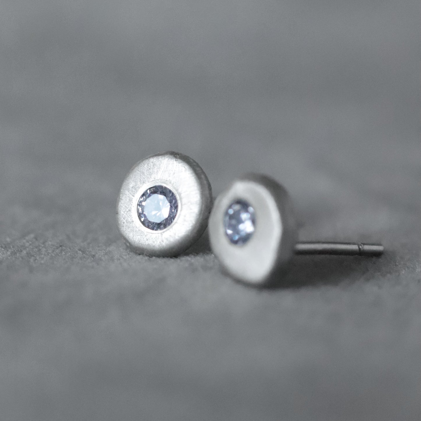 Pebble Stud Earrings with Lavender Cubic Zirconia