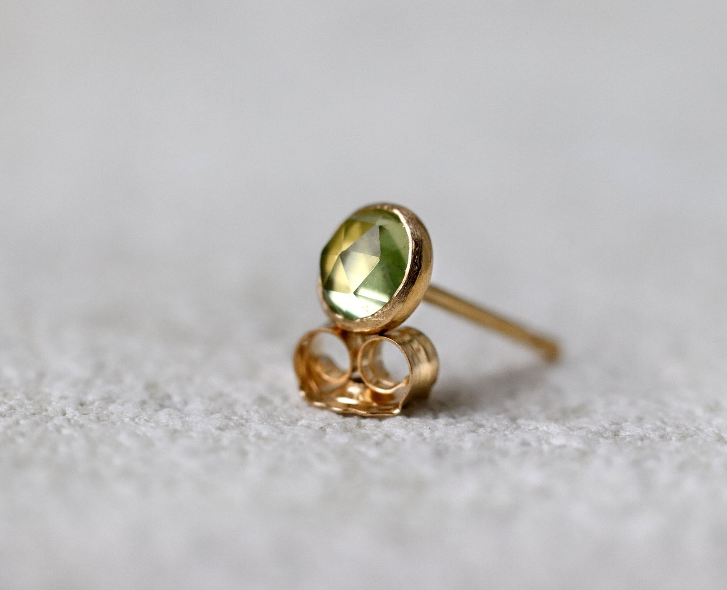 Rose Cut Peridot Stud Earrings