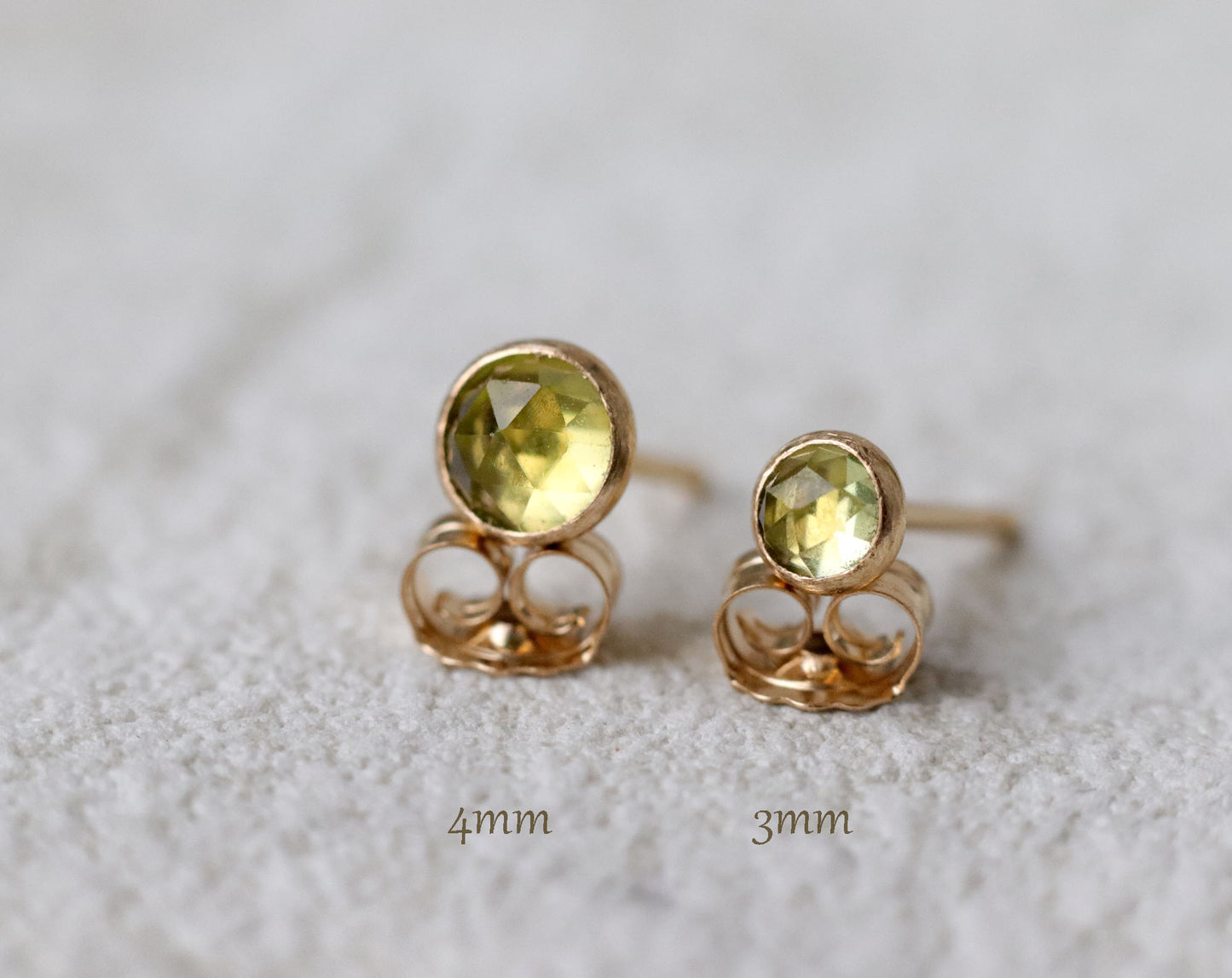 Rose Cut Peridot Stud Earrings