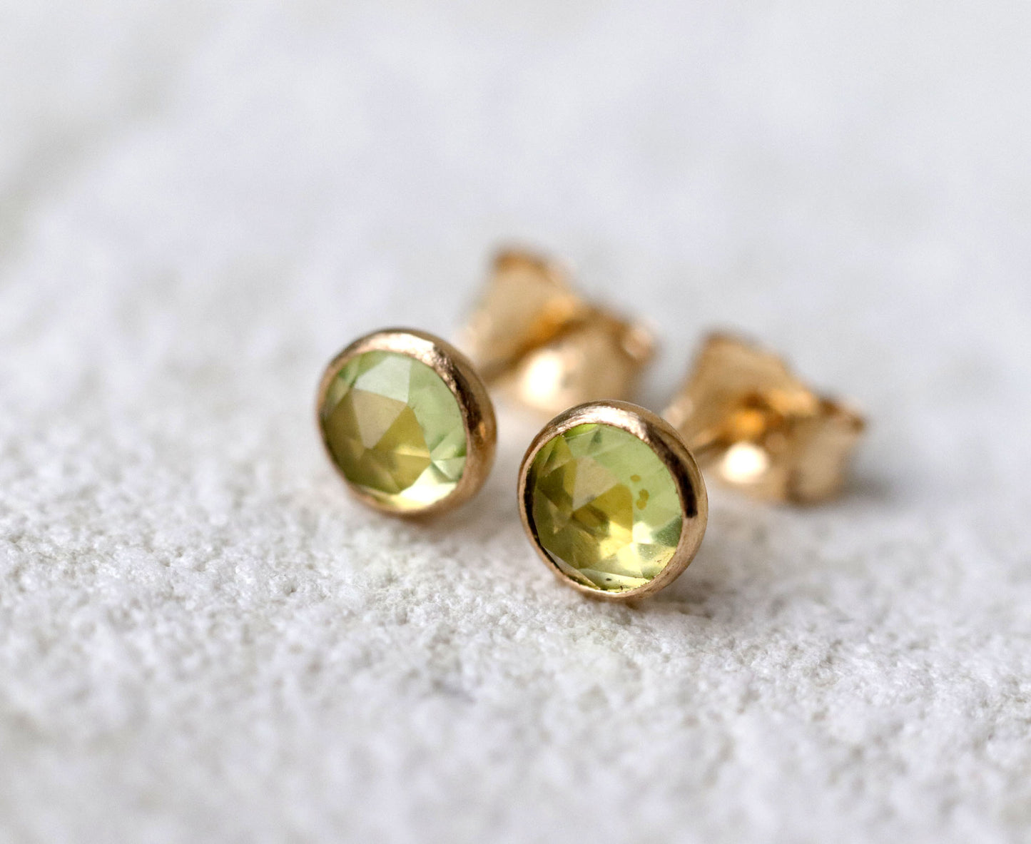 Rose Cut Peridot Stud Earrings