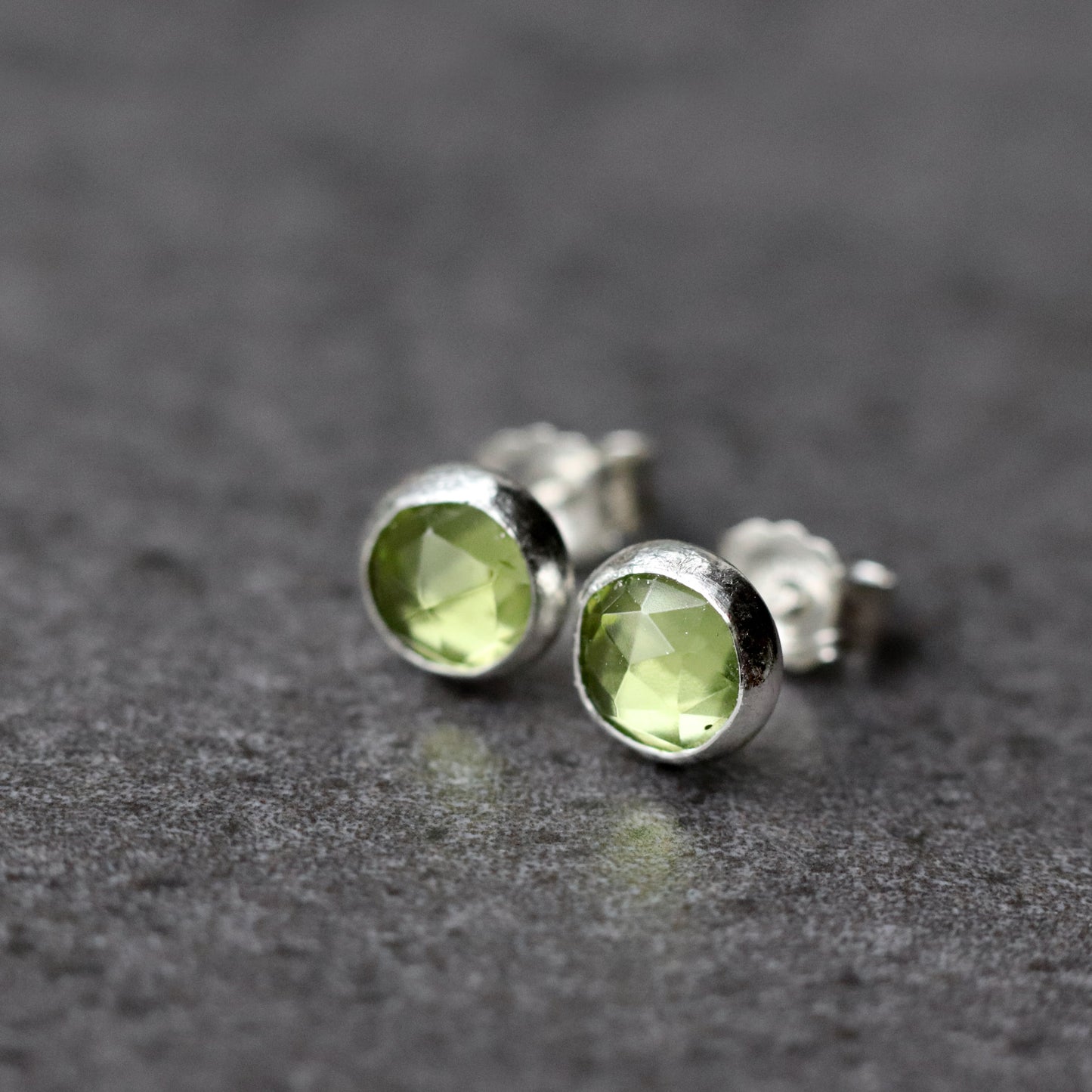 Rose Cut Peridot Stud Earrings