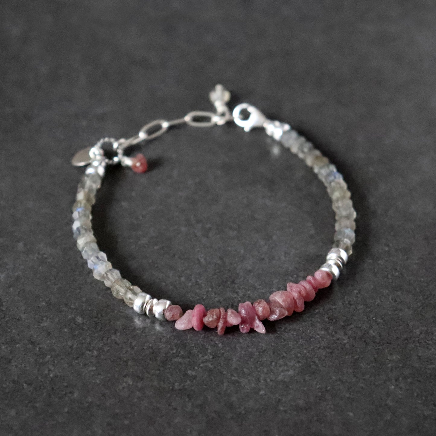 Pink Sapphire and Labradorite Bracelet