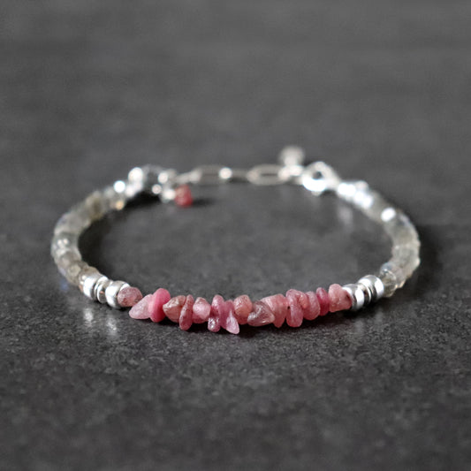 Pink Sapphire and Labradorite Bracelet