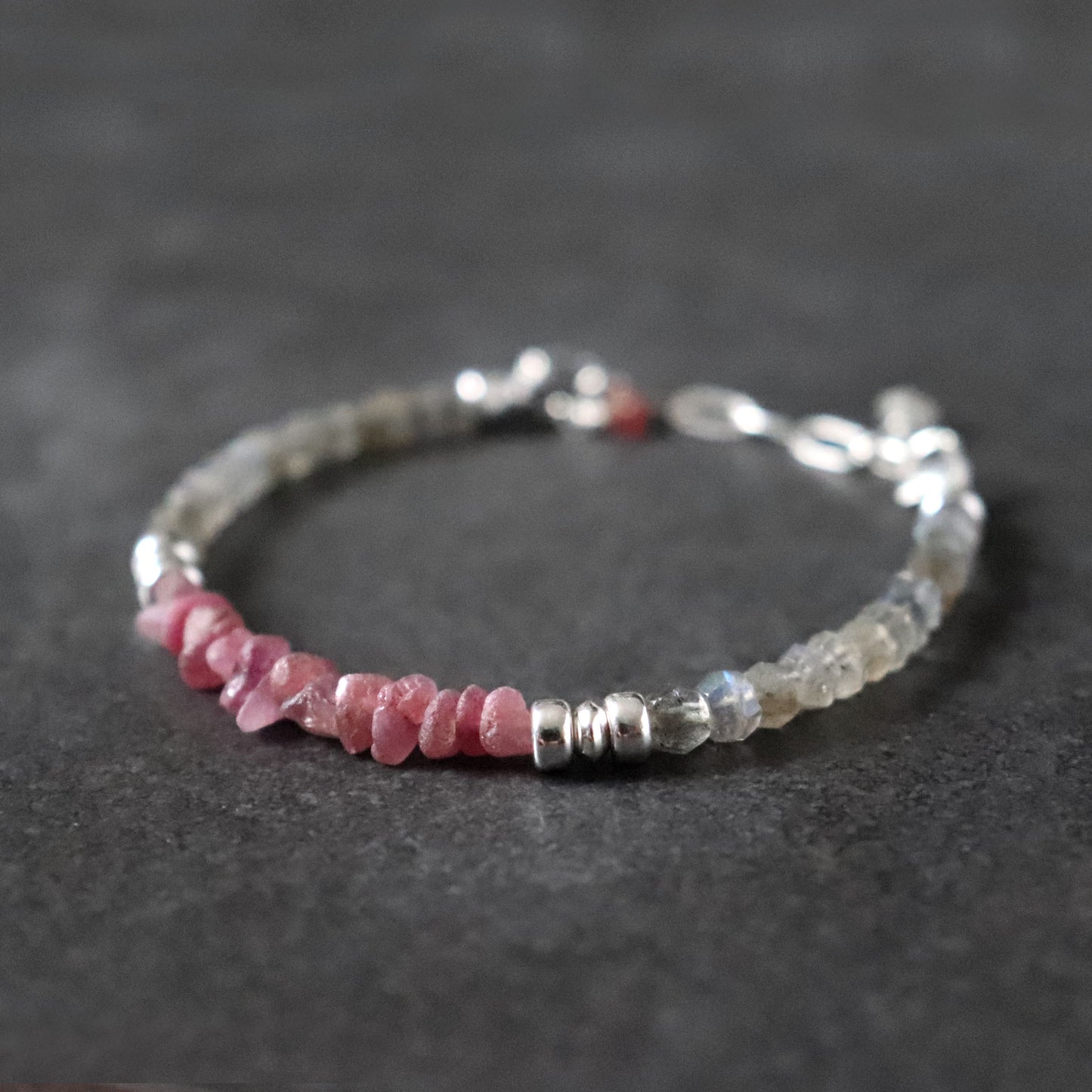 Pink Sapphire and Labradorite Bracelet