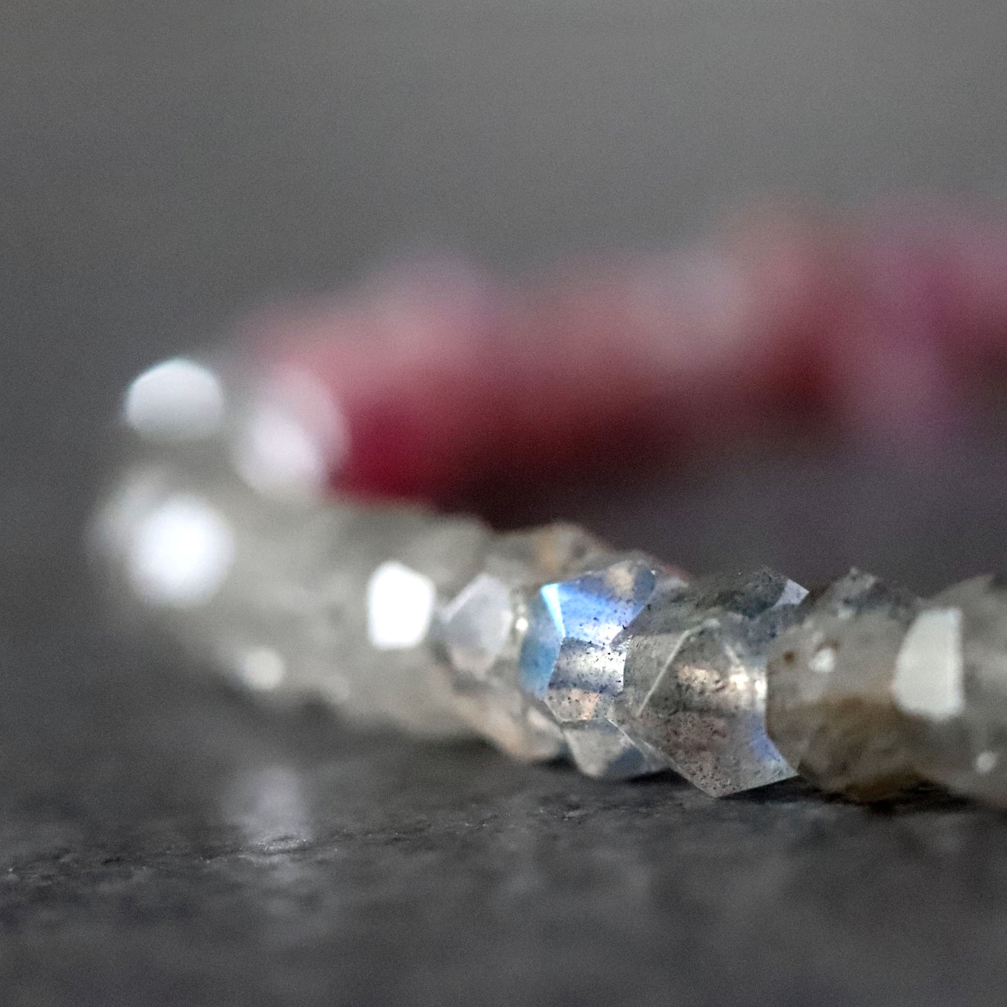 Pink Sapphire and Labradorite Bracelet