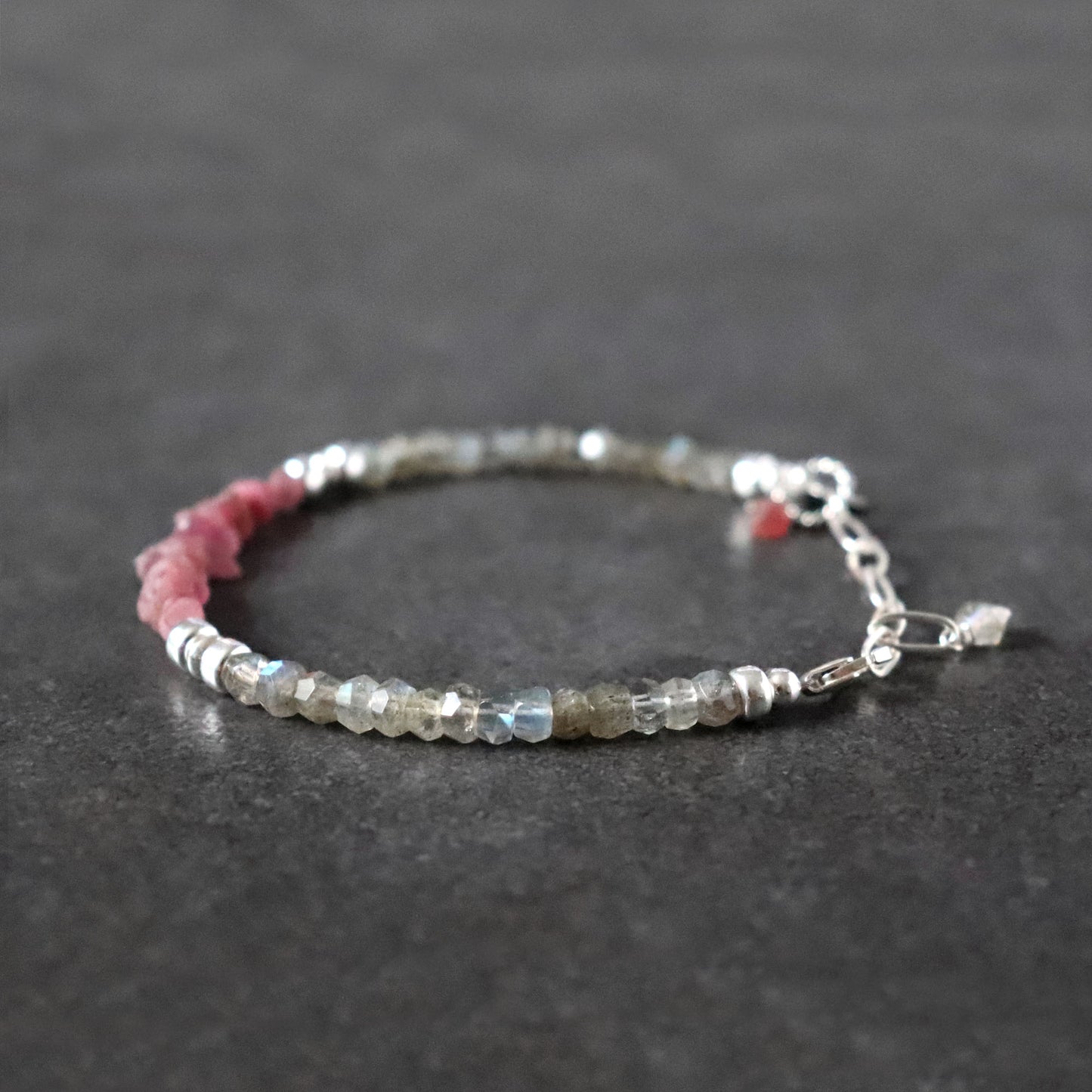 Pink Sapphire and Labradorite Bracelet