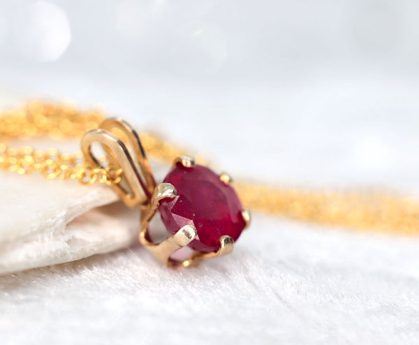 Ruby Necklace, AAA Grade 6mm Precious Stone