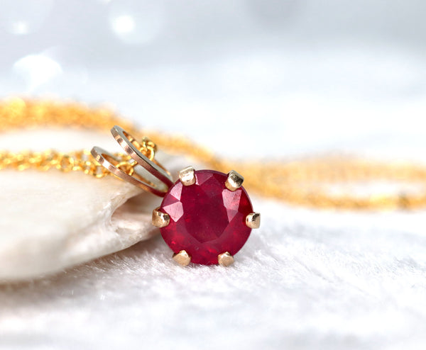 Ruby Necklace, AAA Grade 6mm Precious Stone