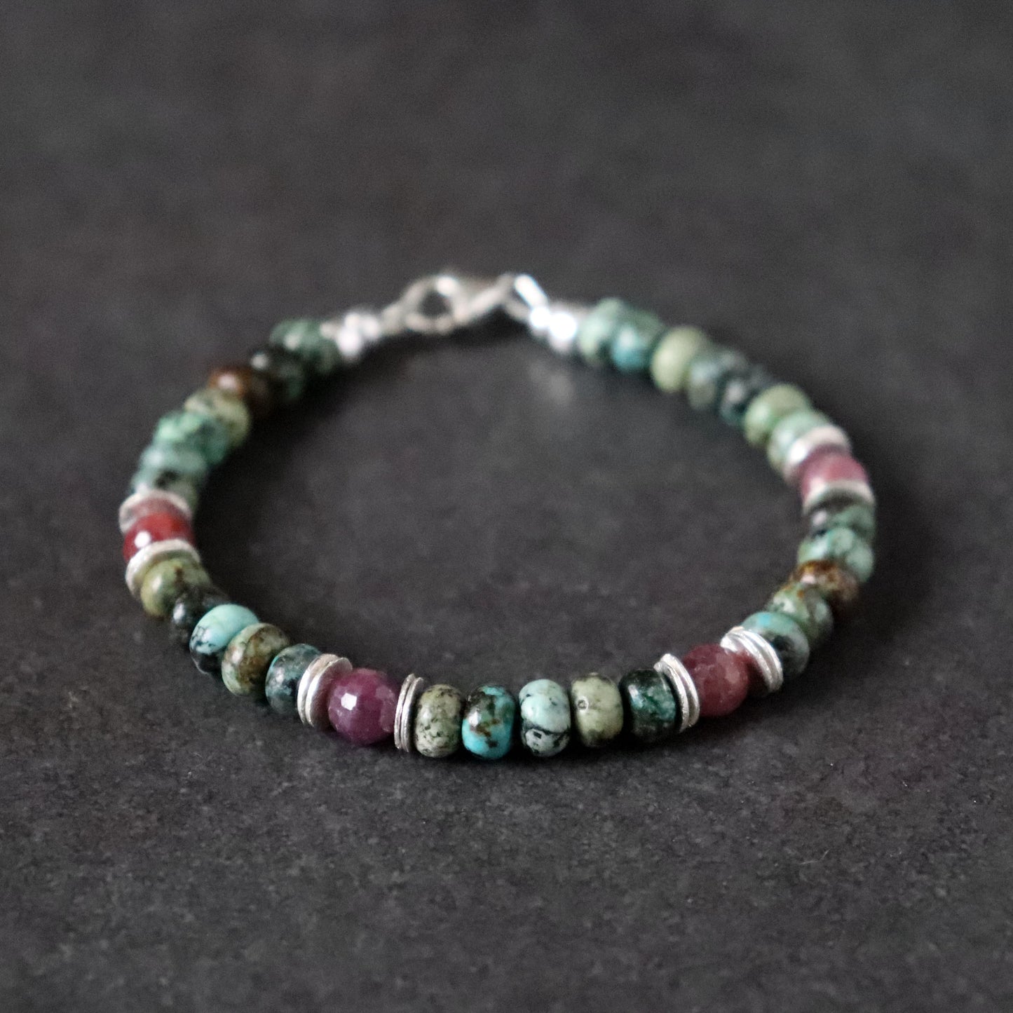 Ruby and African Turquoise Unisex Bracelet