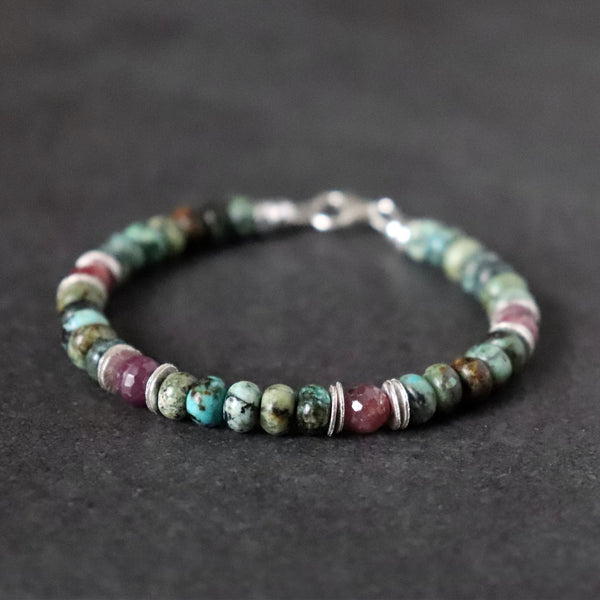 Ruby and African Turquoise Unisex Bracelet