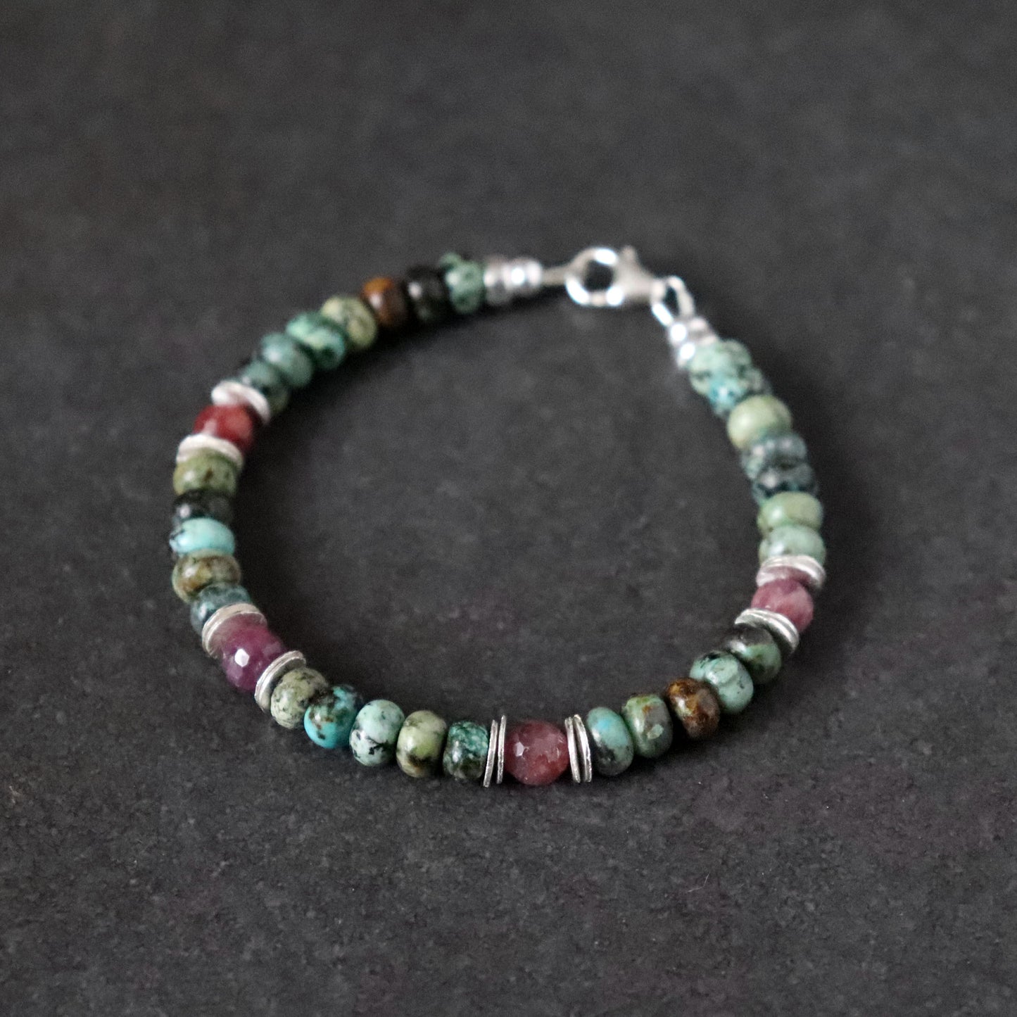 Ruby and African Turquoise Unisex Bracelet