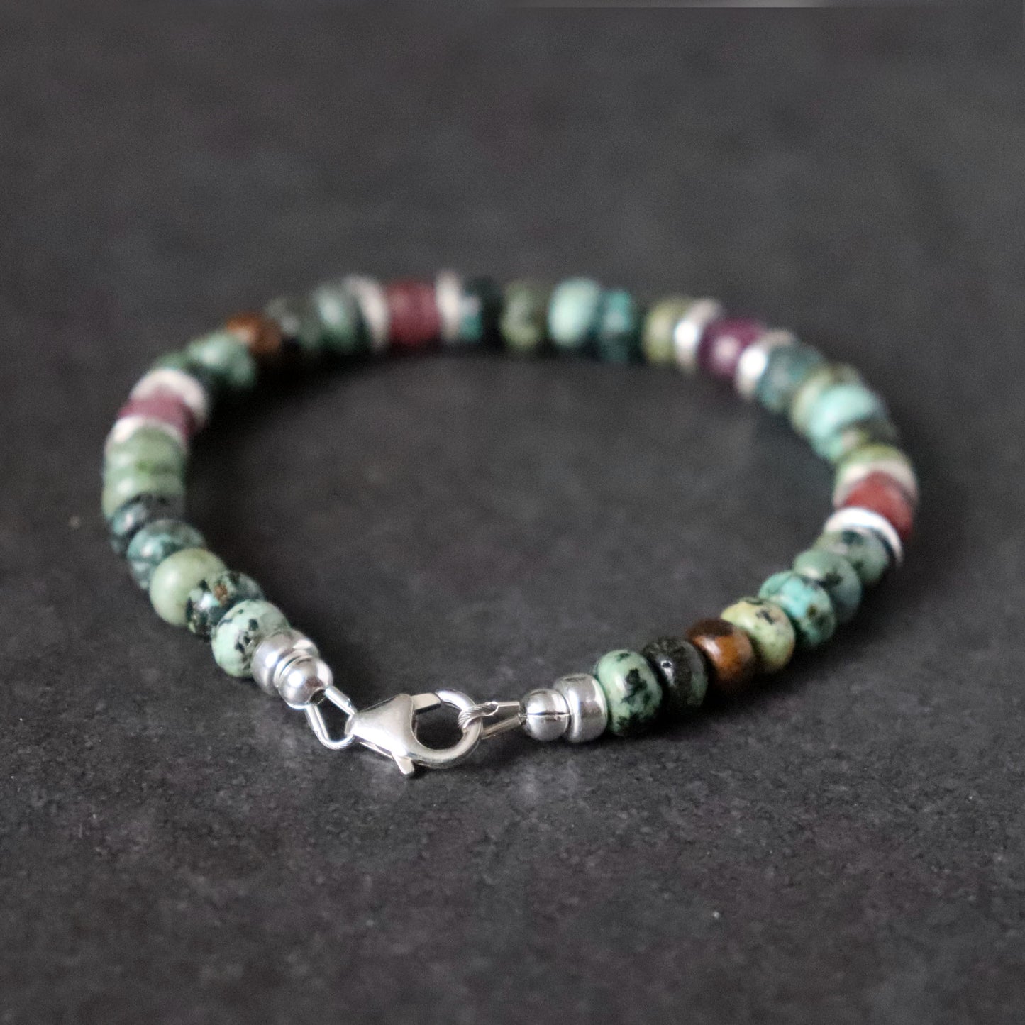 Ruby and African Turquoise Unisex Bracelet