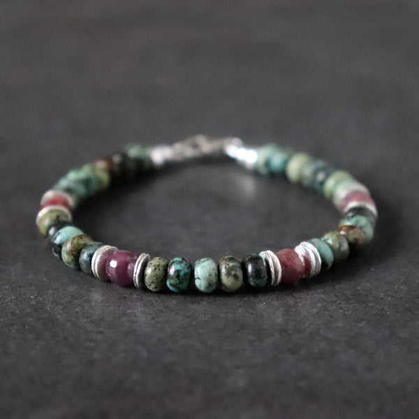 Ruby and African Turquoise Unisex Bracelet