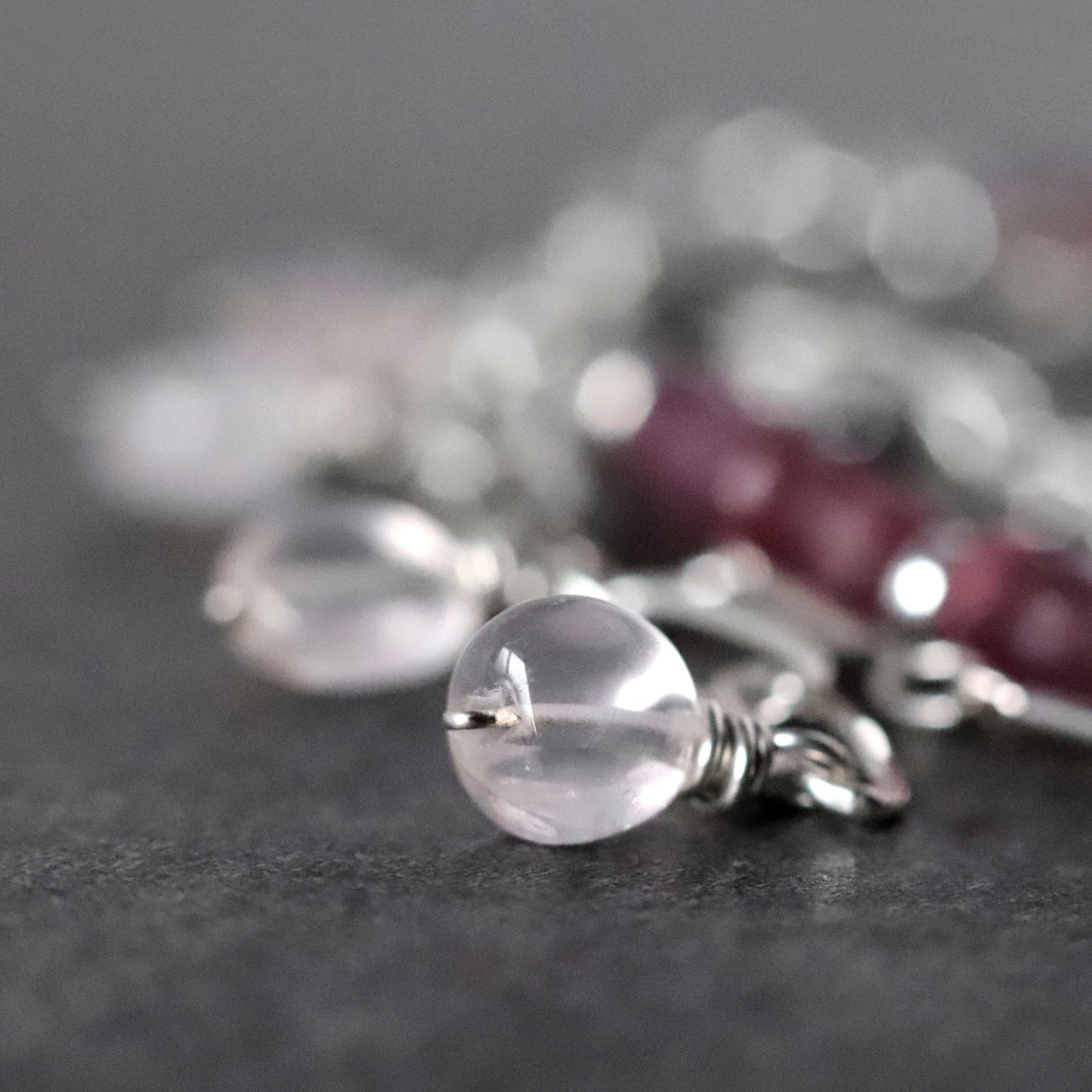 Shaded Ruby and Chain Multistrand Bracelet