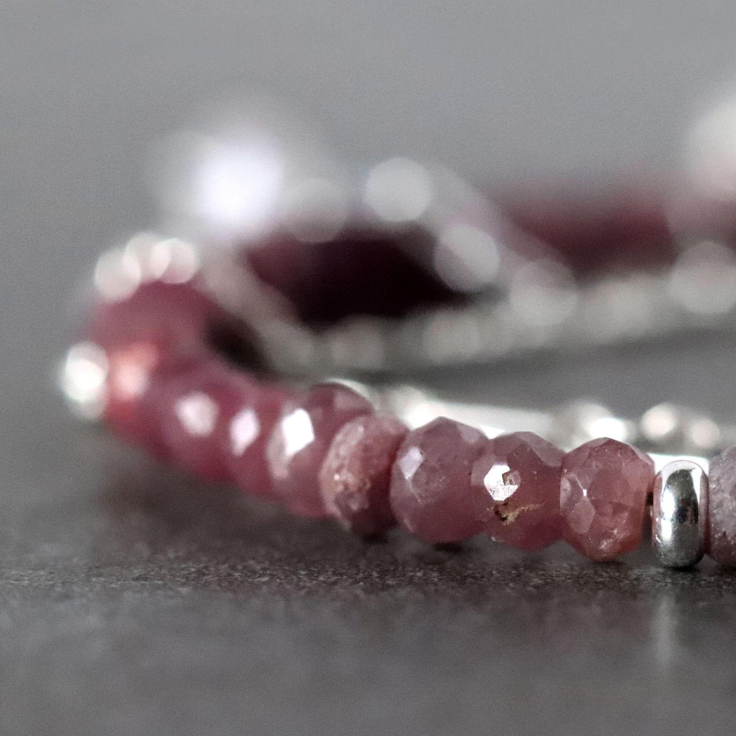 Shaded Ruby and Chain Multistrand Bracelet