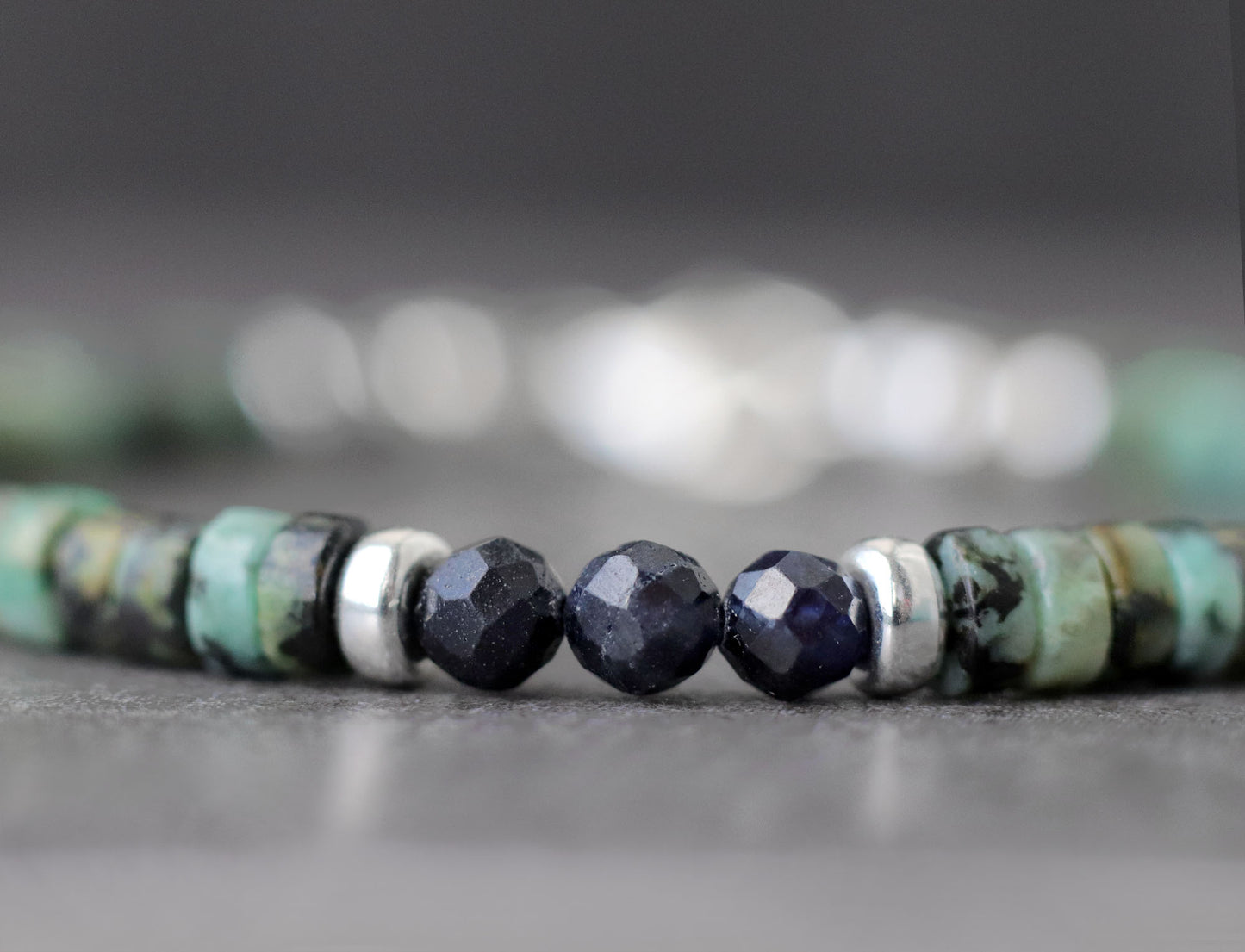 Sapphire & African Turquoise Unisex Bracelet