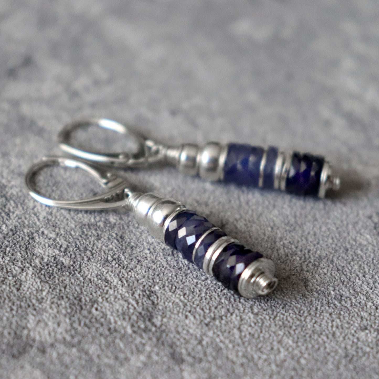 Blue Sapphire Lever Back Earrings