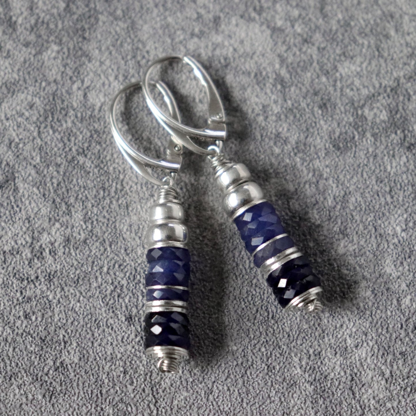 Blue Sapphire Lever Back Earrings