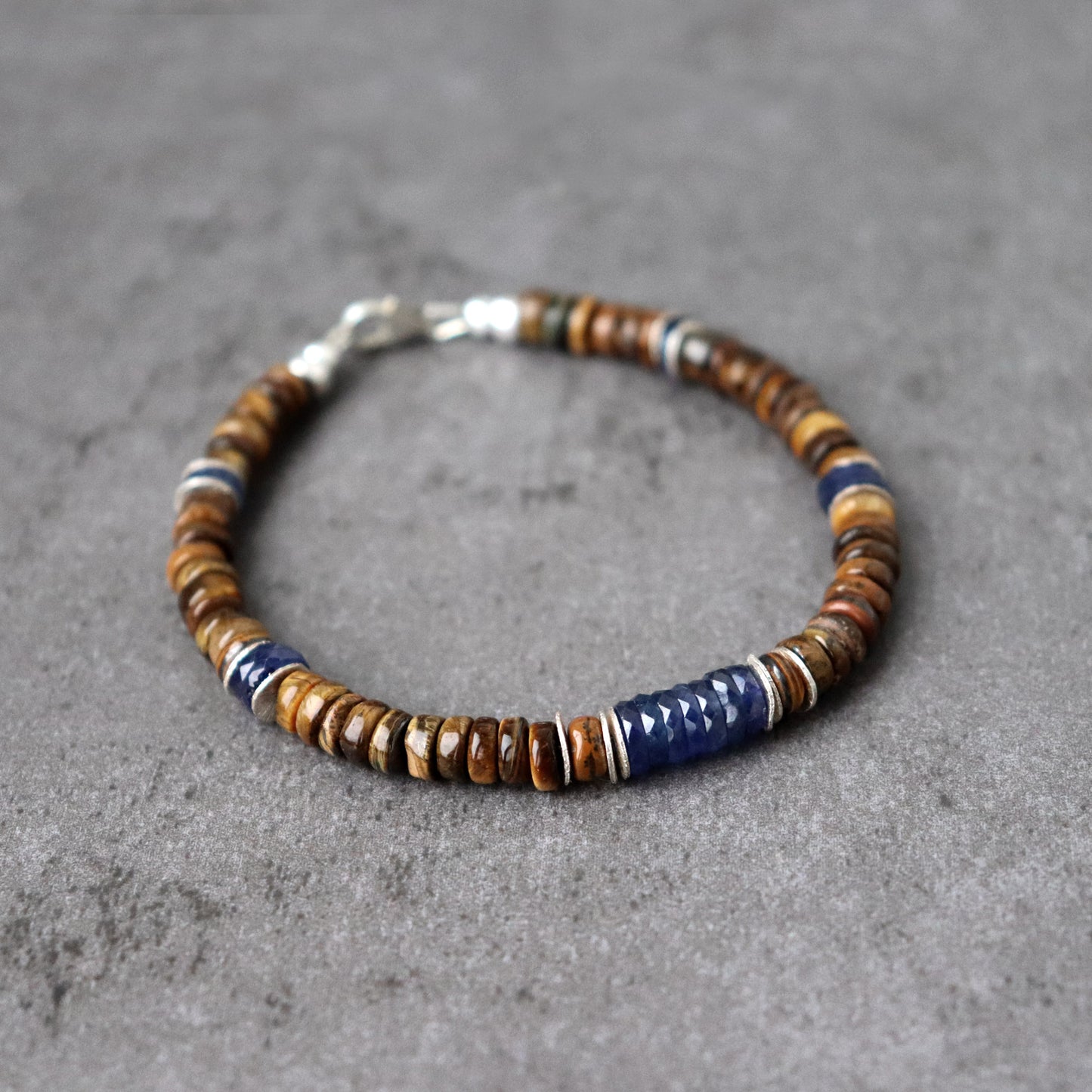 Sapphire and Tiger's Eye Unisex Bracelet