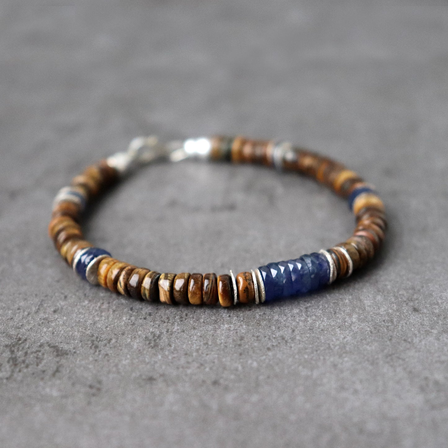 Sapphire and Tiger's Eye Unisex Bracelet