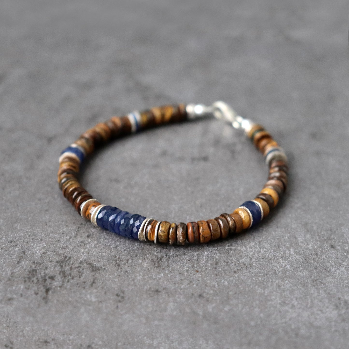 Sapphire and Tiger's Eye Unisex Bracelet