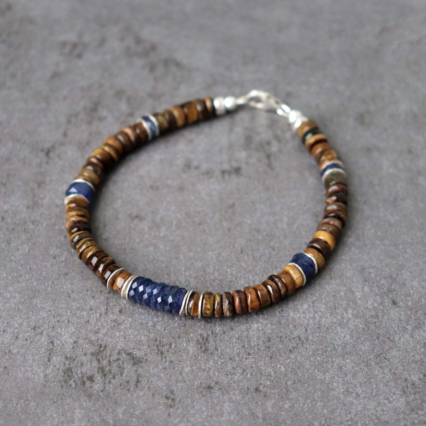 Sapphire and Tiger's Eye Unisex Bracelet