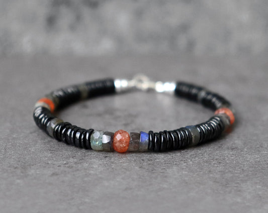 Spinel, Labradorite and Sunstone Unisex Bracelet