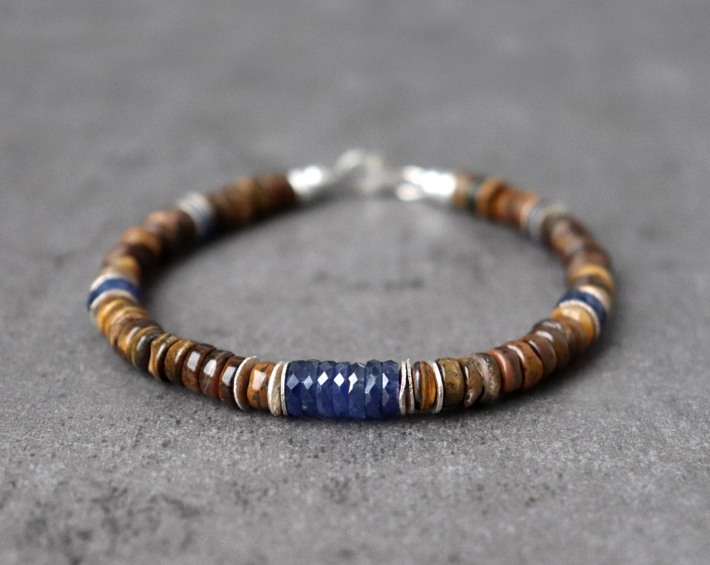 Sapphire and Tiger's Eye Unisex Bracelet