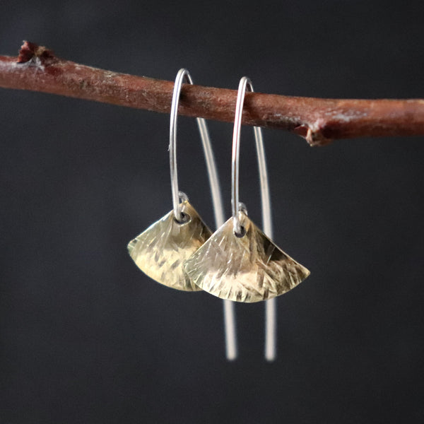 Ginkgo Fan Mixed Metal Earrings