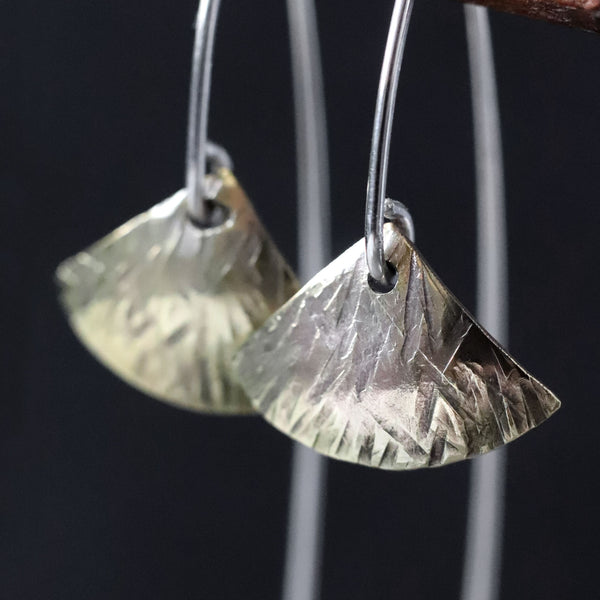 Ginkgo Fan Mixed Metal Earrings