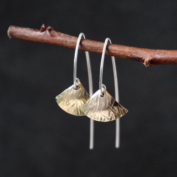 Ginkgo Fan Mixed Metal Earrings