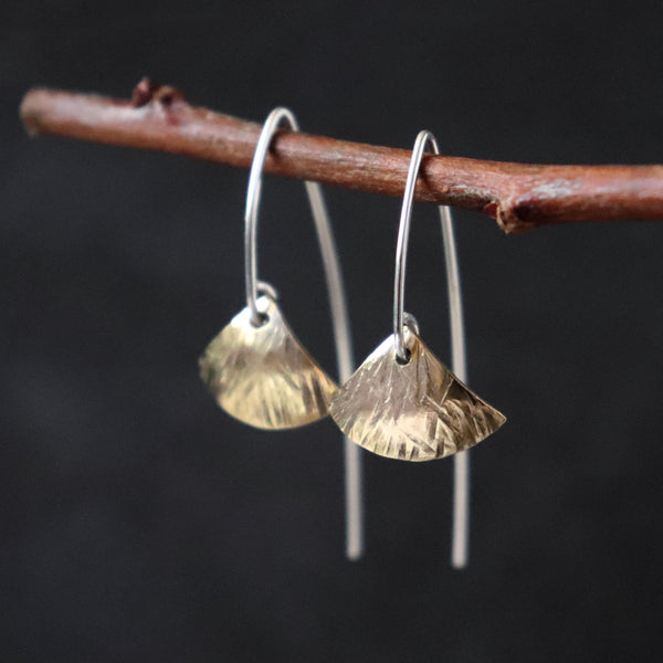 Ginkgo Fan Mixed Metal Earrings