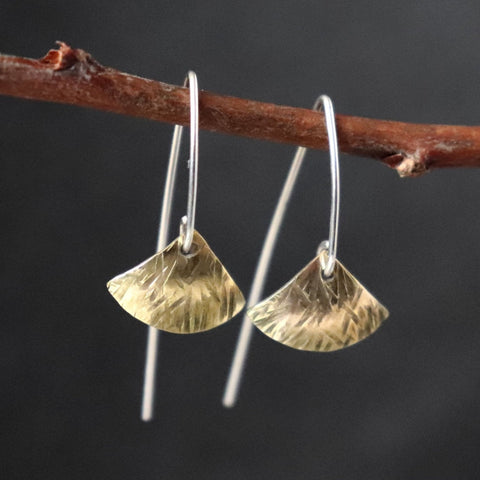 Ginkgo Fan Mixed Metal Earrings