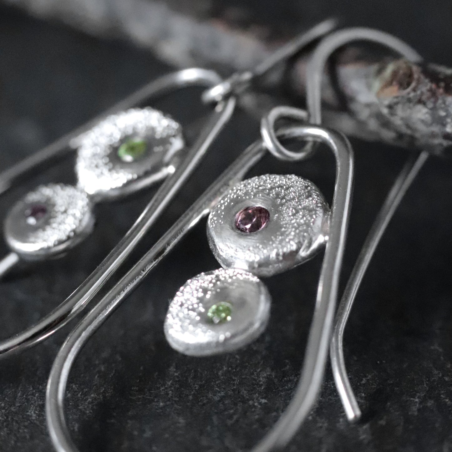 Teardrop and Molten Pebbles Dangle Earrings