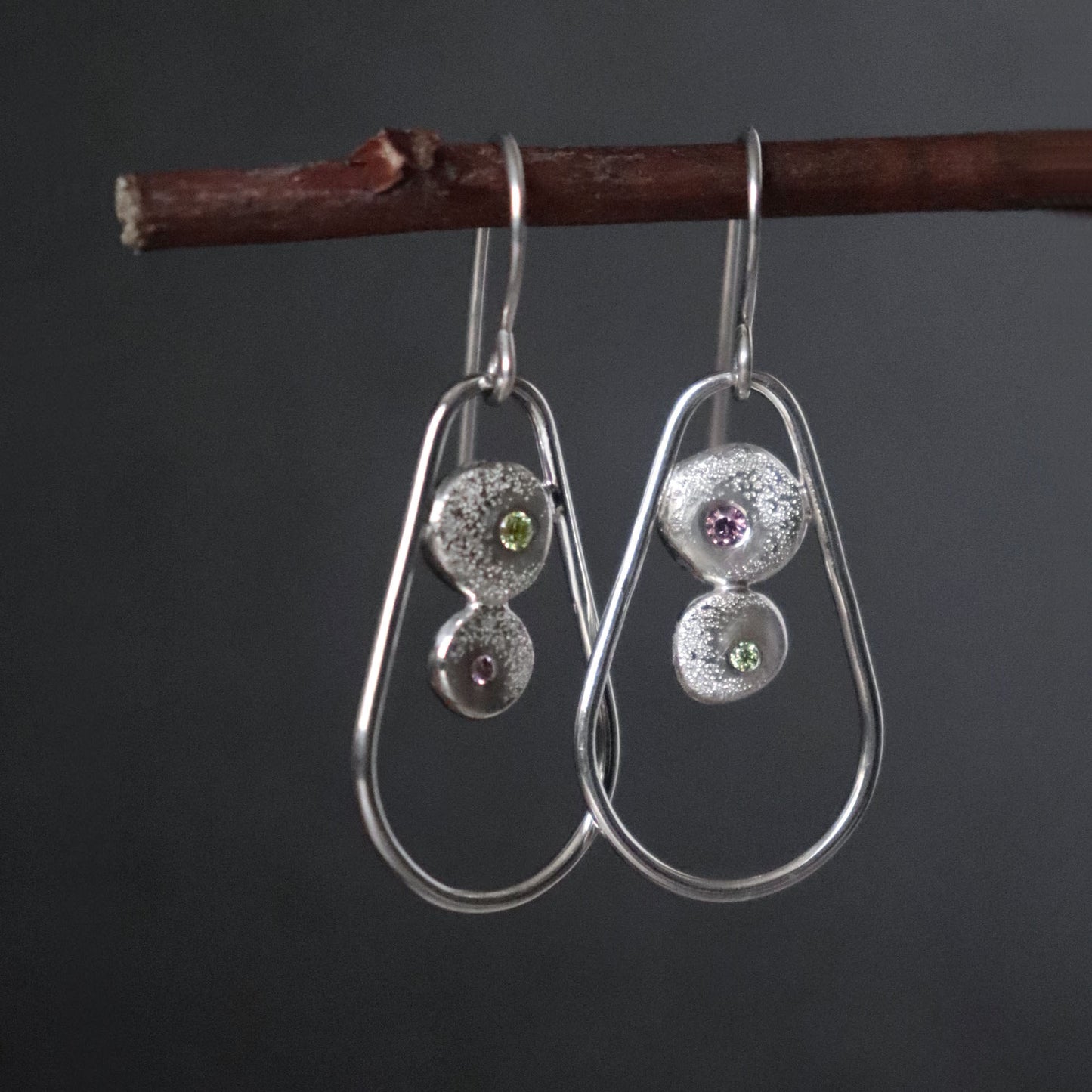 Teardrop and Molten Pebbles Dangle Earrings