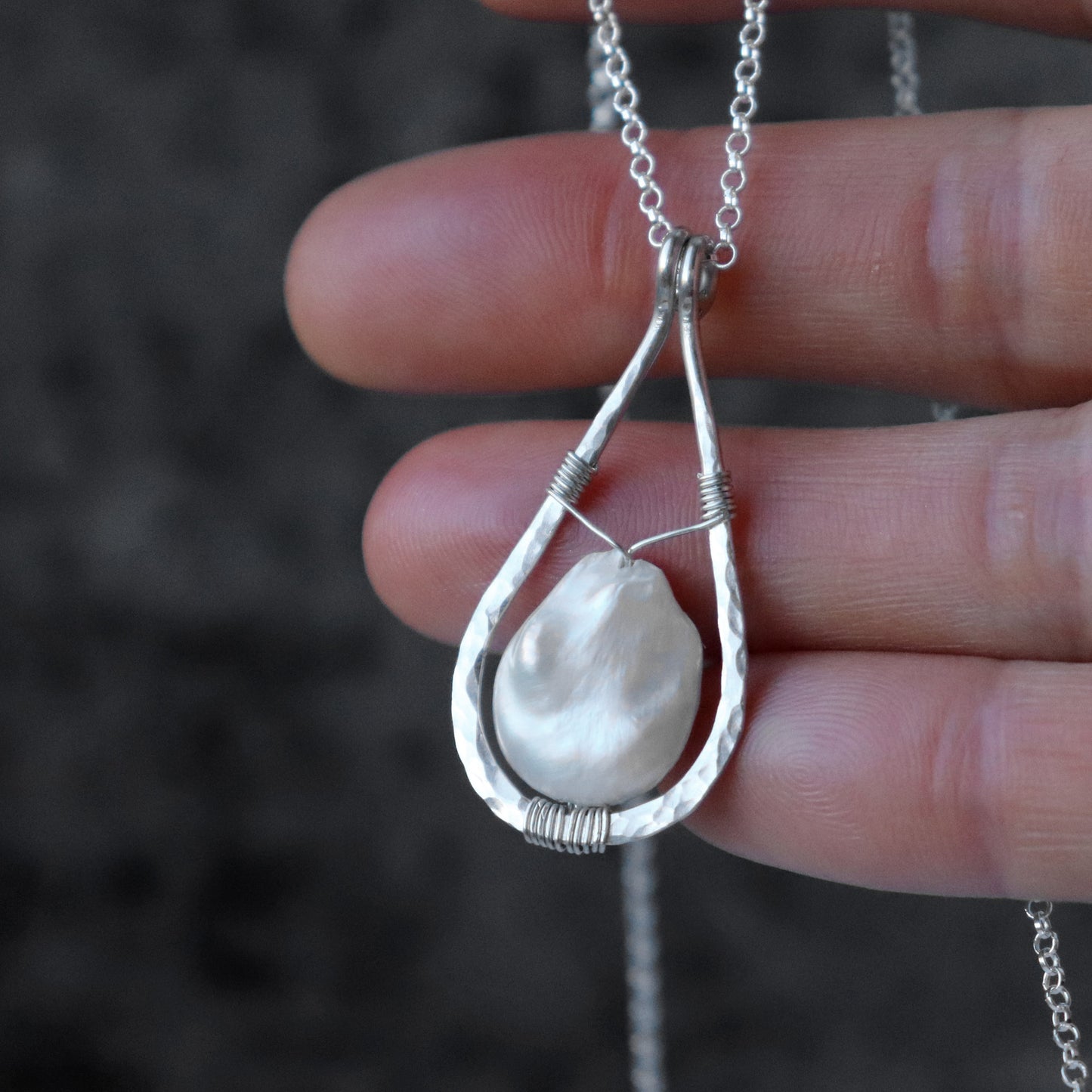 Raw Freshwater Pearl Teardrop Pendant Necklace