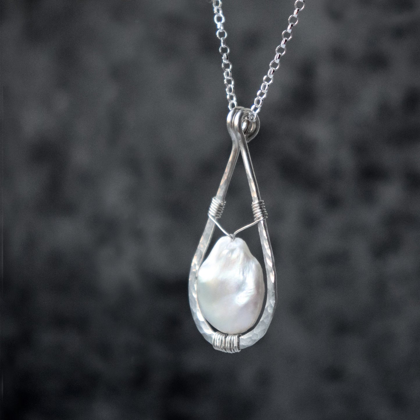 Raw Freshwater Pearl Teardrop Pendant Necklace